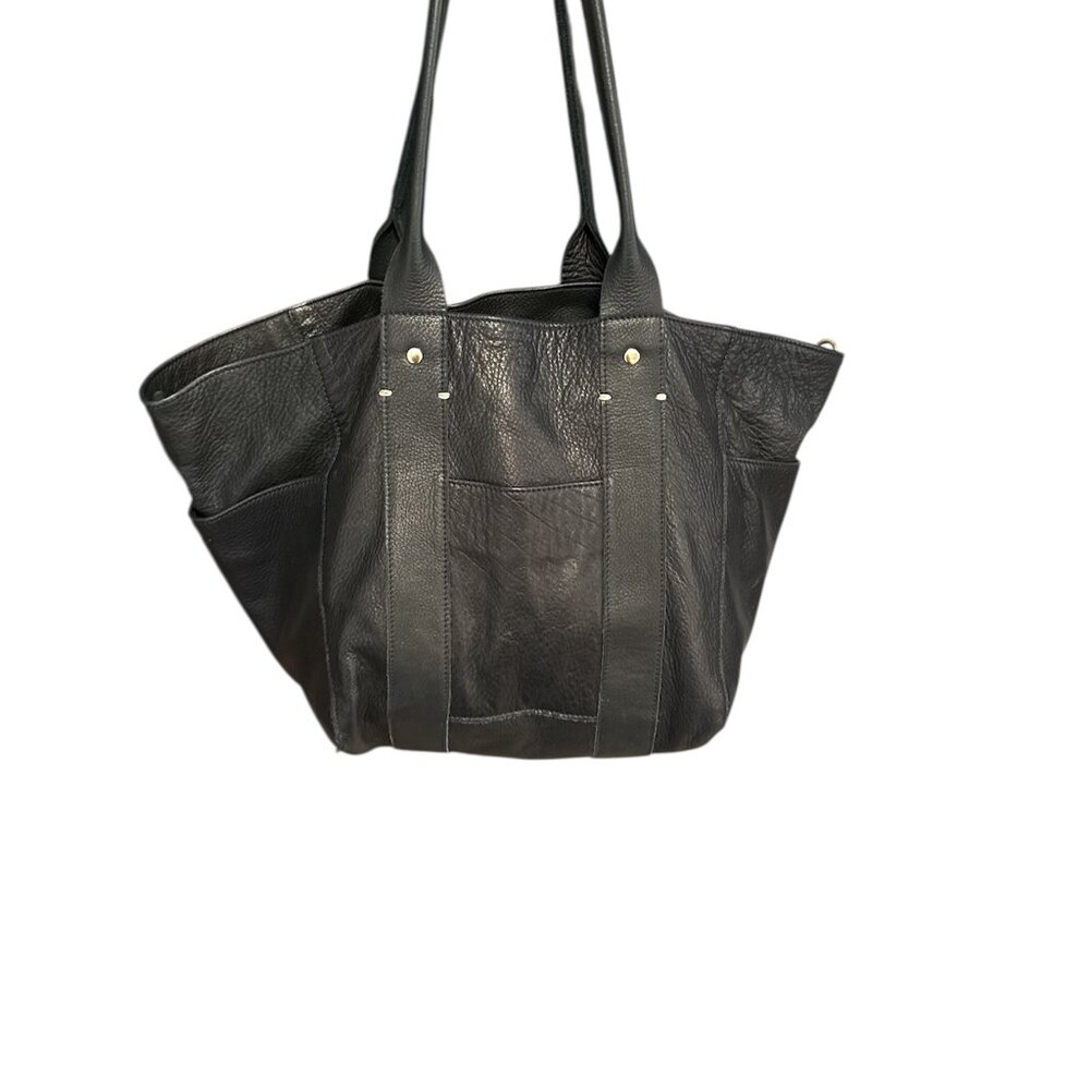 Clare V. Black Pebbled Leather Tote Bag • Rare Style